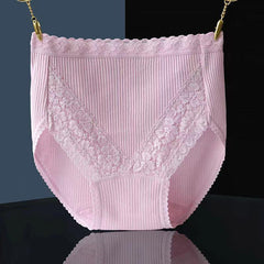 100% Cotton High Waist Lace Panties
