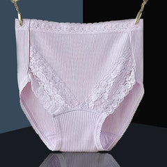 100% Cotton High Waist Lace Panties