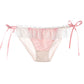 New Retro Plaid Ice Silk Bow Lace Low Waist Strap Panties