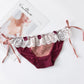 New Retro Plaid Ice Silk Bow Lace Low Waist Strap Panties