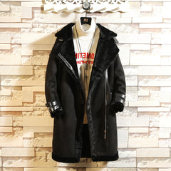 Men's Velvet Casual Lapel Diagonal Zipper Coat