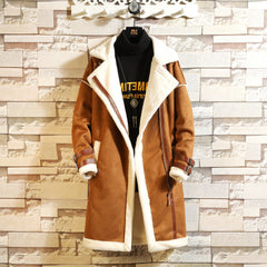 Men's Velvet Casual Lapel Diagonal Zipper Coat