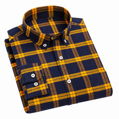 Men's 100% Cotton Long Sleeve Plaid Shirt