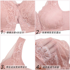 New Lace Front Button No Wire Plus Size Bra