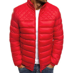 Men's Stand Collar Fashion Rhombus Cotton Jacket