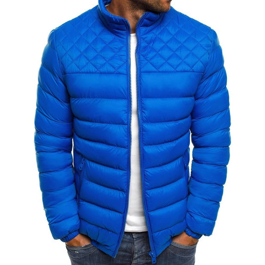 Men's Stand Collar Fashion Rhombus Cotton Jacket