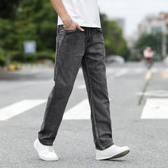 Men's Thin Straight Loose Elastic Wide Leg Casual Jeans