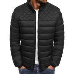 Men's Stand Collar Fashion Rhombus Cotton Jacket