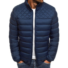 Men's Stand Collar Fashion Rhombus Cotton Jacket