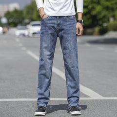 Men's Thin Straight Loose Elastic Wide Leg Casual Jeans