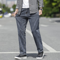 Men's Thin Straight Loose Elastic Wide Leg Casual Jeans