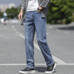 Men's Thin Straight Loose Elastic Wide Leg Casual Jeans