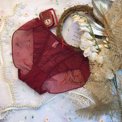 Lace Mesh Transparent Sexy Sweet Ruffle Briefs
