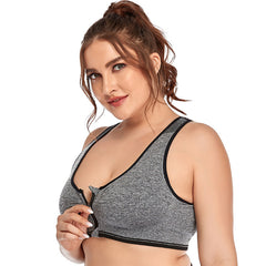 Plus Size Zip Front Shockproof Sports Bra