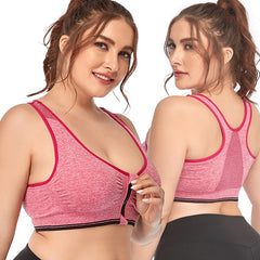 Plus Size Zip Front Shockproof Sports Bra