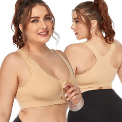 Plus Size Zip Front Shockproof Sports Bra