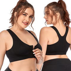 Plus Size Zip Front Shockproof Sports Bra