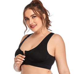 Plus Size Zip Front Shockproof Sports Bra