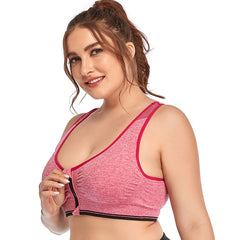 Plus Size Zip Front Shockproof Sports Bra