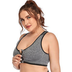 Plus Size Zip Front Shockproof Sports Bra