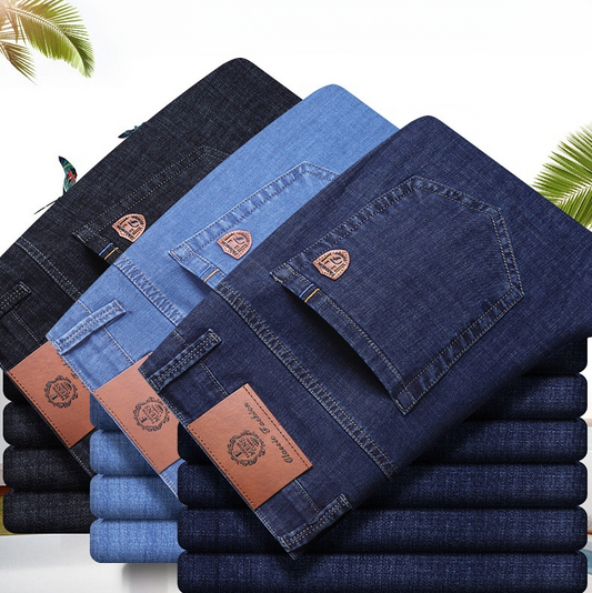 Men's High Quality Cotton Stretch Comfortable Breathable Ice Silk Straight Jeans
