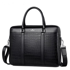 Men's Stylish Crocodile Pattern Large Capacity Business Handbag