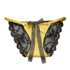 Low-waist Sexy Lace Bow Hollow Breathable Seamless Briefs