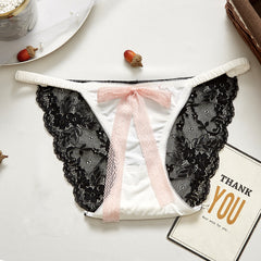 Low-waist Sexy Lace Bow Hollow Breathable Seamless Briefs