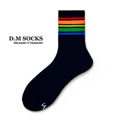 Rainbow Striped Sweat-wicking Sports Socks