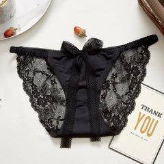 Low-waist Sexy Lace Bow Hollow Breathable Seamless Briefs