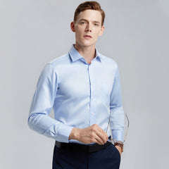 Men's 100% Pure Cotton Liquid Ammonia Long-sleeved High-end Business No-iron Shirt