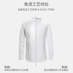 Men's 100% Pure Cotton Liquid Ammonia Long-sleeved High-end Business No-iron Shirt