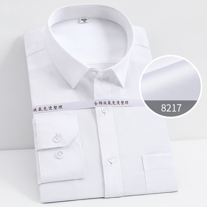 Men's 100% Pure Cotton Liquid Ammonia Long-sleeved High-end Business No-iron Shirt