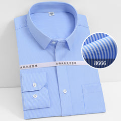 Men's 100% Pure Cotton Liquid Ammonia Long-sleeved High-end Business No-iron Shirt