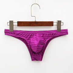 Men's Nylon Low-waist Colorful Striped Comfortable and Sexy Briefs