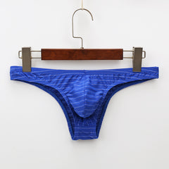 Men's Nylon Low-waist Colorful Striped Comfortable and Sexy Briefs