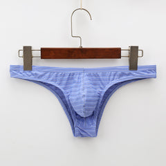 Men's Nylon Low-waist Colorful Striped Comfortable and Sexy Briefs