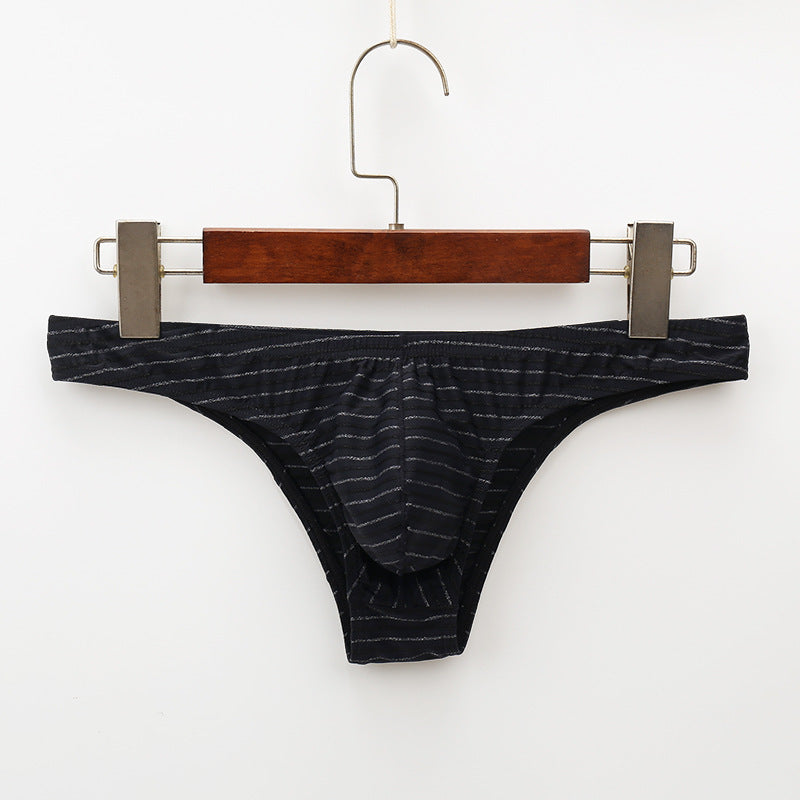 Men's Nylon Low-waist Colorful Striped Comfortable and Sexy Briefs