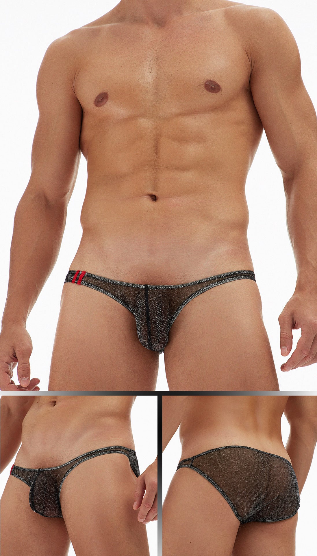 Men's Night Club Perspective Mesh Pocket Low Rise Briefs