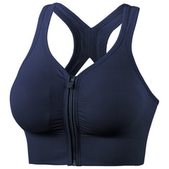 Shockproof Push Up Plus Size Running Sports Zip Front Bra