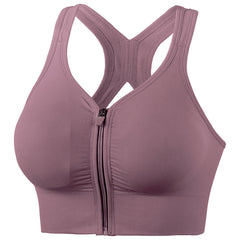 Shockproof Push Up Plus Size Running Sports Zip Front Bra