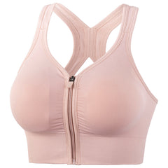 Shockproof Push Up Plus Size Running Sports Zip Front Bra