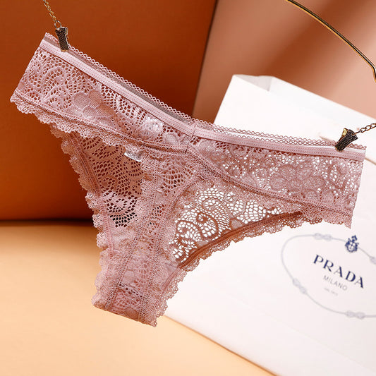 Sexy Lace Transparent Low Waist Thong