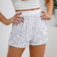 Fashion High Waist Solid Color Nightclub Sequin Shorts
