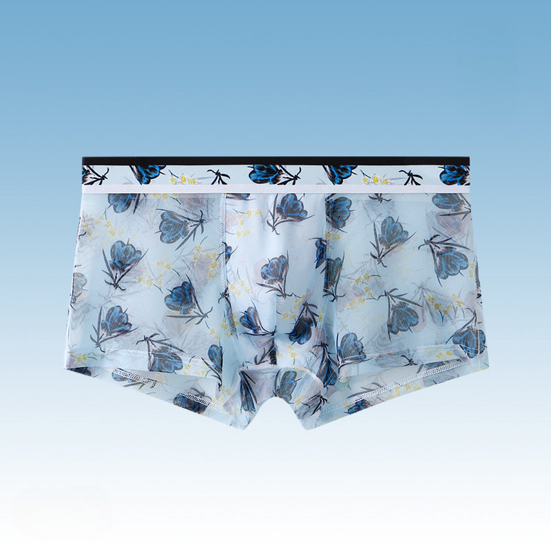 Men's Ultra-Thin Printed Ice Silk Mesh Boxer Briefs