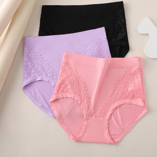 [6PCS] Large Size Antibacterial High Waist Tummy Control 100% Cotton Breathable Women's Panties