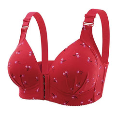 Front Button Oversized Thin Wire-Free Printed Bra