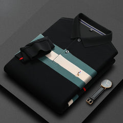 Men's Lapel Striped Polo Shirt