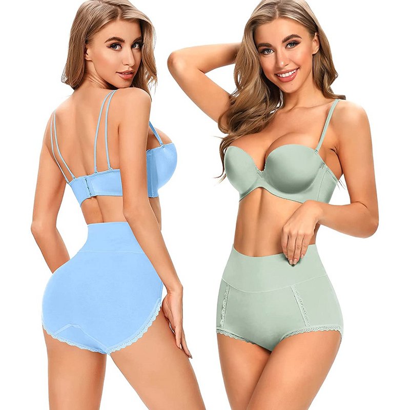 Cotton High Waisted Womens Double-Layer Waistband Soft Underwear -  