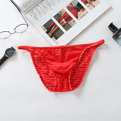 New Men's Striped Mesh Ice Silk Briefs